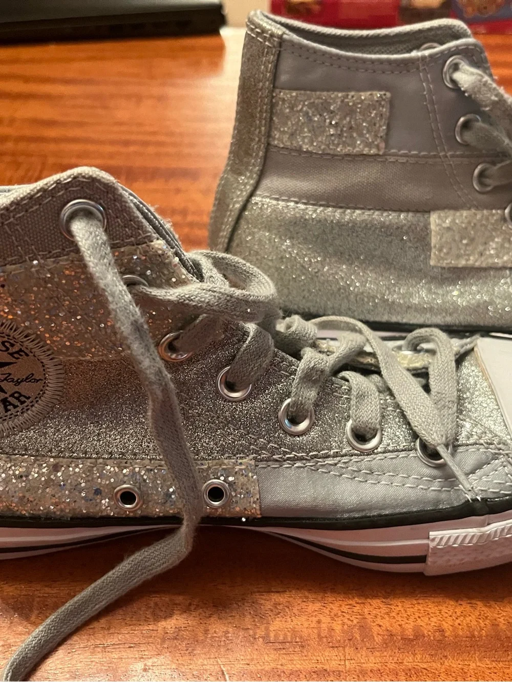 Converse Kids' Silver Glitter High Top Sneakers